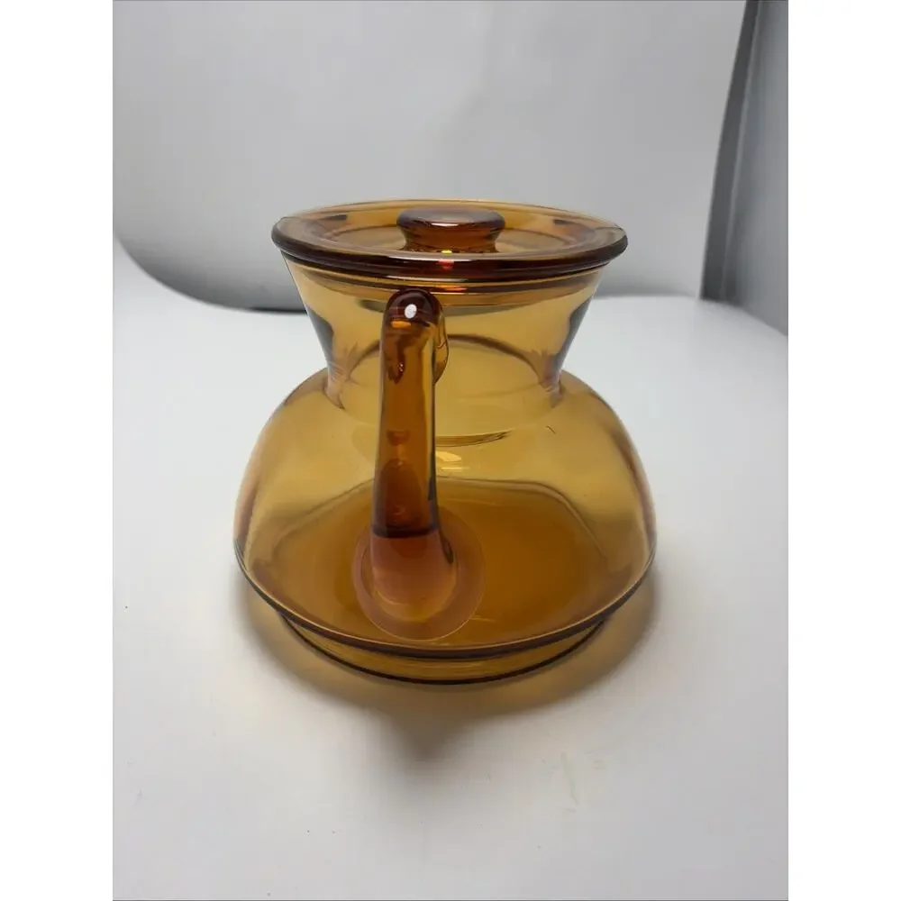 RARE Cambridge Elegant Glass #955 62oz Amber Refrigerator Jug + Lid Great Cond